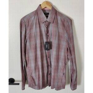 Hugo Boss Shirt Mens Size Medium Regular Fit Red Plaid Obert New Retail $145
